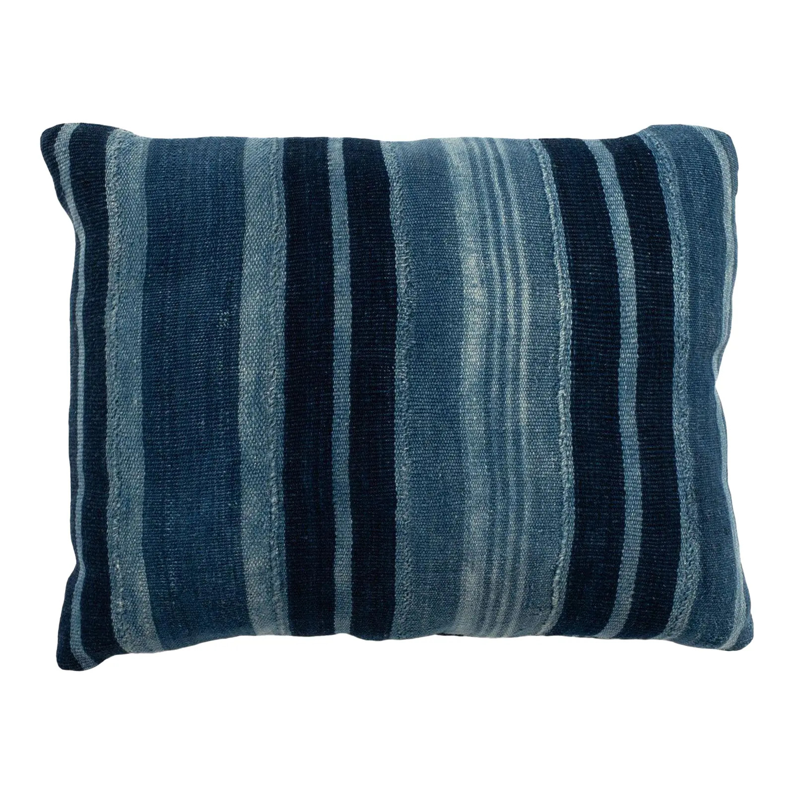 Rich Faded Indigo Stripe Cushion | Chairish