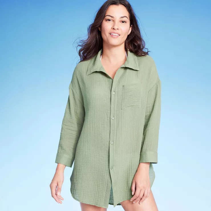 Women's Button-Up Cover Up Shirtdress - Kona Sol™ | Target