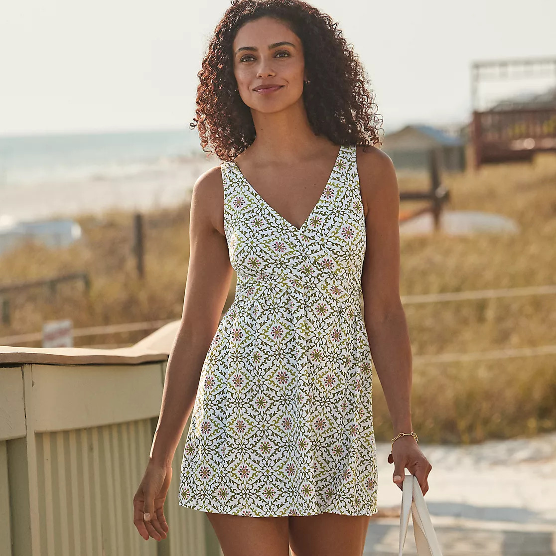Women's New SlenderSuit Wrap Swim Dress Swimsuit Print | Lands' End (US)