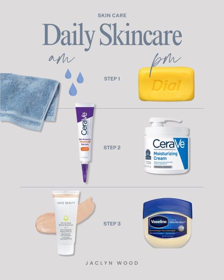 My Base Skin Care Routines: 

AM Daily: a warm water-only compress to increase blood circulation in my face and wake up, Vitamin C to inhibit melanin production, promote collagen as well as boost the effects of sunscreen (in my favorite broad spectrum zinc oxide sunscreen) to prevent skin damage during the day.

PM Daily (for when I want to do the least and just go to sleep!): Cleanse, moisturize, then layer Vaseline on top

#LTKbeauty #LTKfitness #LTKActive