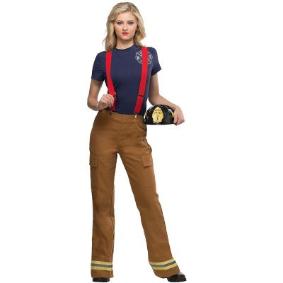 HalloweenCostumes.com Medium Women Fun Costumes Women's Fire Captain Costume, Red/Blue/Brown | Target