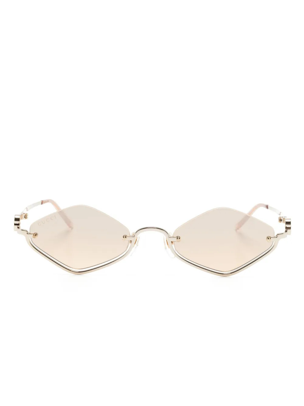 Gucci Eyewear half-rim geometric-frame Sunglasses | Gold | FARFETCH BG | Farfetch Global