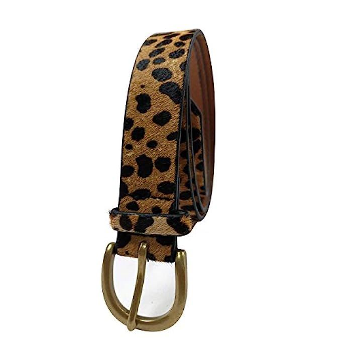 Leopard Print leather Belt Women's Waist Belt Ladies Haircalf Belt Casual Waistband | Amazon (US)