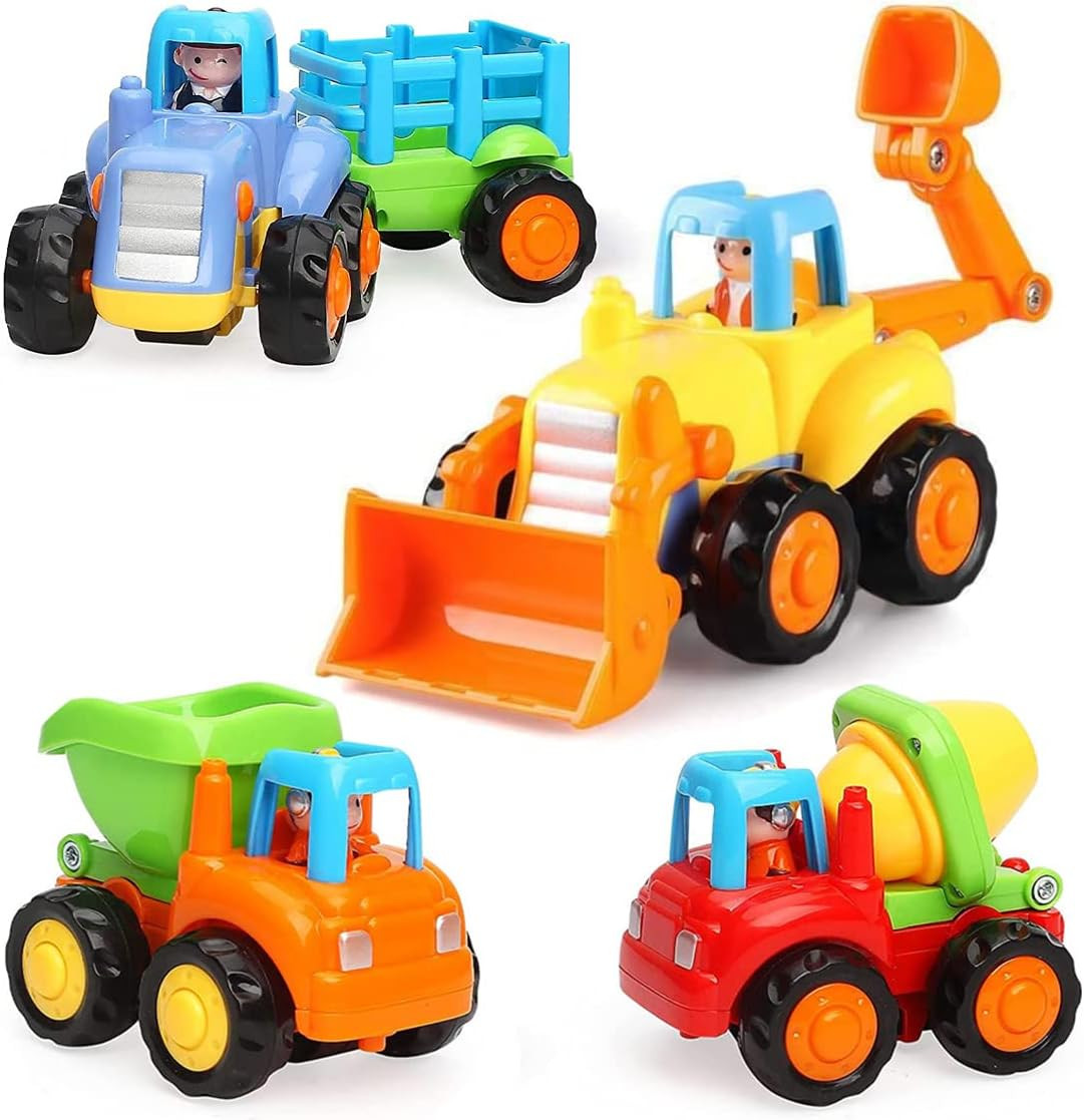HOLA Toys for 1 Year Old Boys Gifts, 4 Pack Friction Power Kids Digger Trucks Toy Cars for 1+ 2 Year Olds, Early Education Construction Vehicles Toddler Baby Kids Toys for 3 Year Old Boys | Amazon (UK)