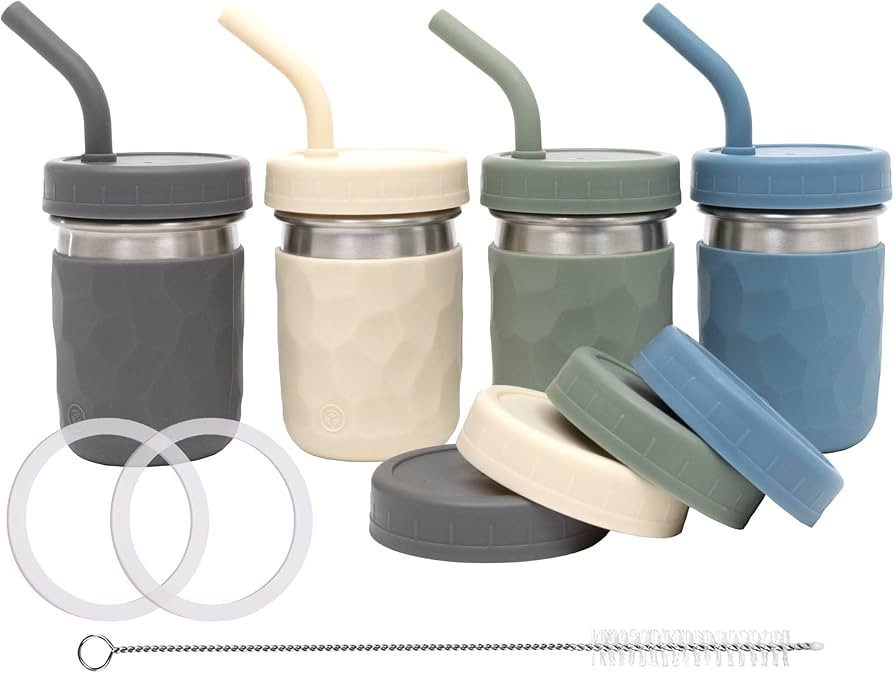 WeeSprout 2-in-1 Drinking Cups for Kids, Durable Stainless Steel Tumbler for Smoothies, Silicone ... | Amazon (US)