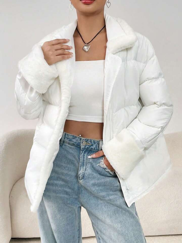 SHEIN EZwear Women's -padded Coat With Patchwork | SHEIN