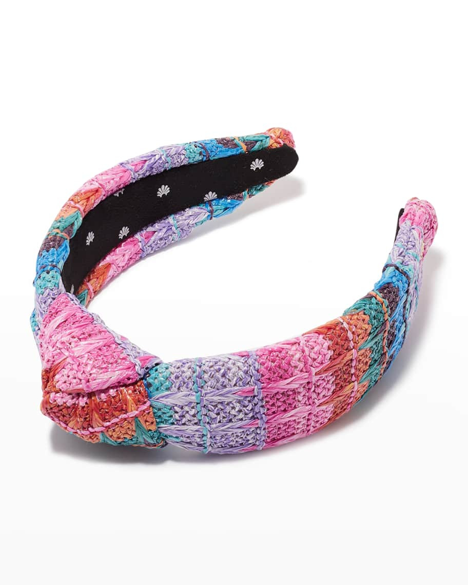 Lele Sadoughi Multicolor Woven Raffia Knot Headband | Neiman Marcus