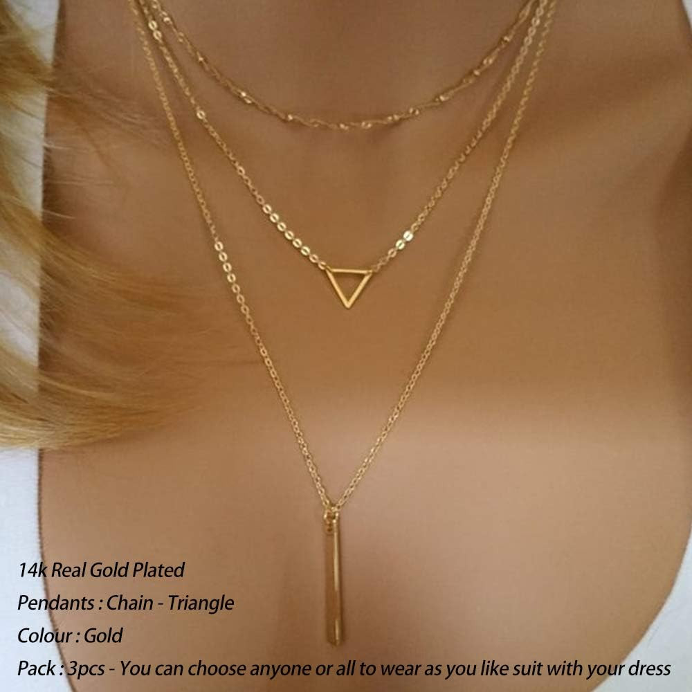 Turandoss Gold Layered Necklaces for Women - 14K Gold Plated Handmade Multilayer Bar Pearls Coin ... | Amazon (US)