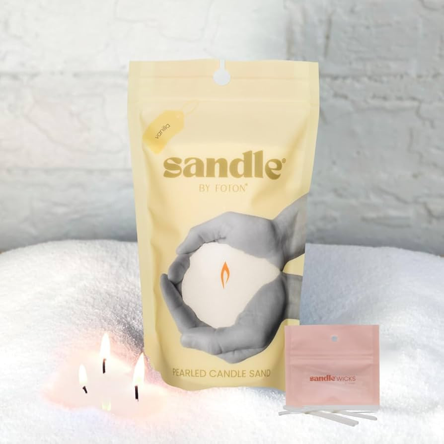 Sandle by Foton Pearled Candle 10 Oz \u2013 Vanilla, Non Toxic Luxury Long Lasting Sand Candles u... | Amazon (US)