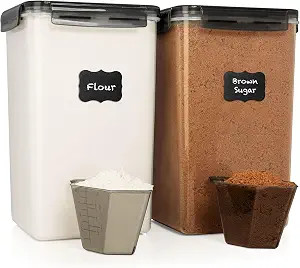 WHITE FEATHER SUPPLIES 2 PC [6.5L / 220 Oz] Large Flour Sugar Storage Containers - Leak Proof, BP... | Amazon (US)