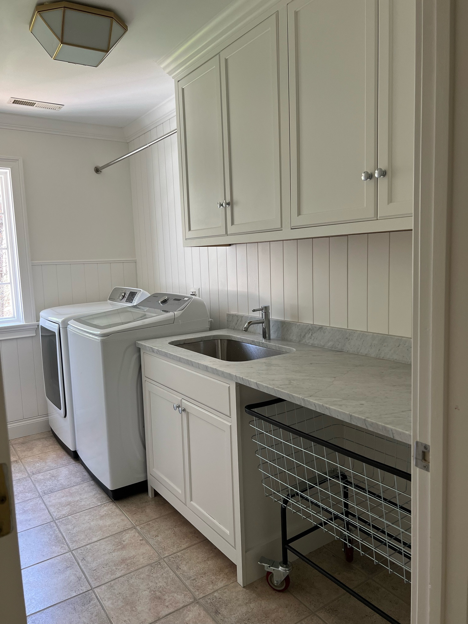 Landry room renovation, diy, instock cabinets, hack, inset cabinets, marble, 90s tiles, 

#LTKstyletip #LTKhome #LTKfindsunder50