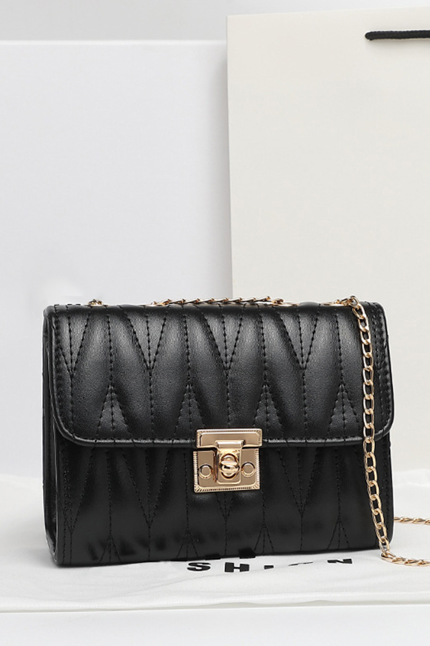 Faux Leather Puffy Stitched Crossbody Bag | Cupshe US