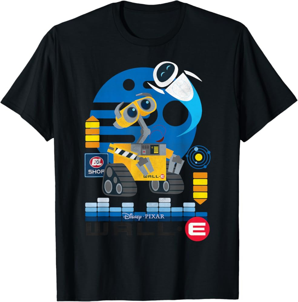 Disney Pixar Wall-E and EVE Distressed Friendship Portrait T-Shirt Small | Amazon (US)