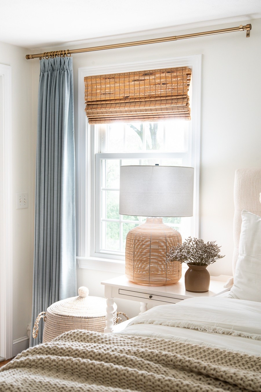 Traditional modern coastal bedroom inspiration ✨
Rattan details like this lamp and shades bring in the perfect touch of warmth!

#LTKHome