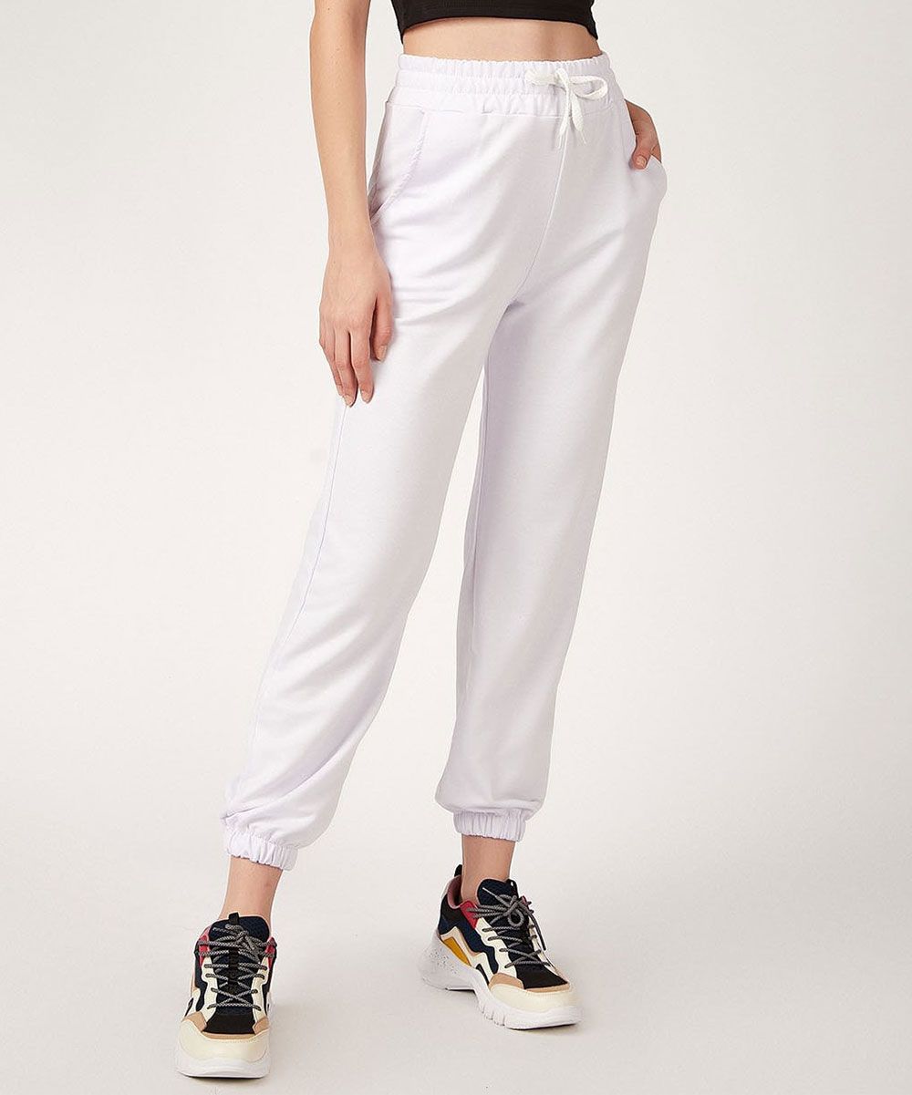 AQE Fashion Women's Sweatpants WHITE - White Joggers - Women | Zulily