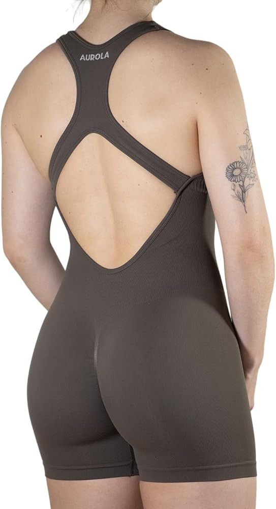 AUROLA Power Romper for Women Workout Yoga Gym Seamless One Piece Racerback Jumpsuit Tummy Contro... | Amazon (US)