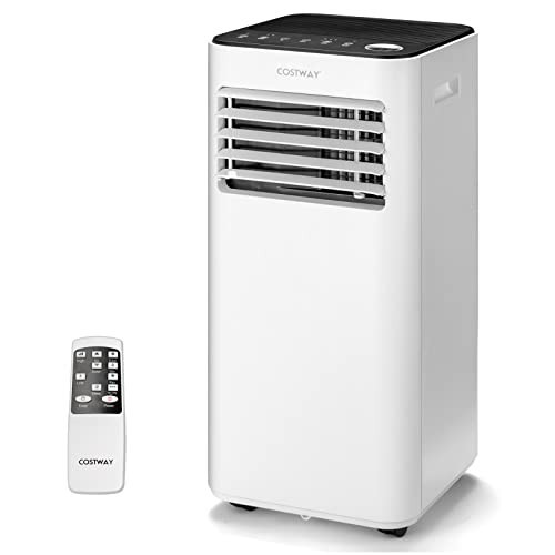 COSTWAY 8000 BTU Portable Air Conditioner, with Fan & Dehumidifier Mode, Quiet AC Unit with Sleep Mode, 2 Speeds, 24H Timer, LED Display, Remote Control, Cool Rooms up to 250 Sq.Ft | Amazon (US)