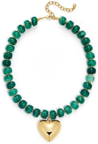 WOWORAMA Chunky Heart Necklaces for Women Colorful Resin Beaded Choker Necklace Gold Puffy Heart ... | Amazon (US)