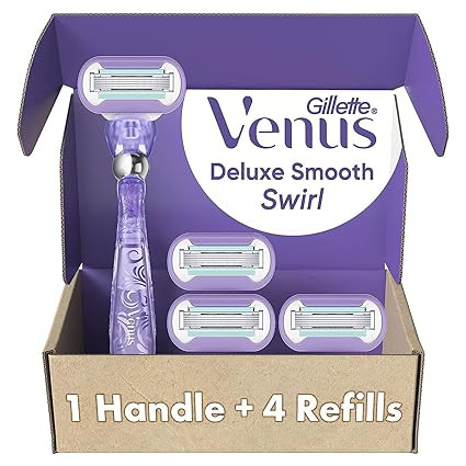 Gillette Venus Deluxe Smooth Swirl Women's Razor Handle + 4 Blade Refills, Flexible Handle and Pi... | Amazon (US)