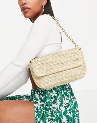 Glamorous 90s shoulder bag in straw with chain strap | ASOS (Global)