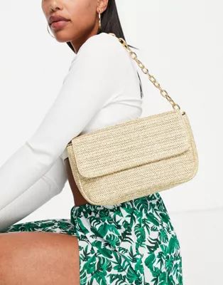 Glamorous 90s shoulder bag in straw with chain strap | ASOS (Global)