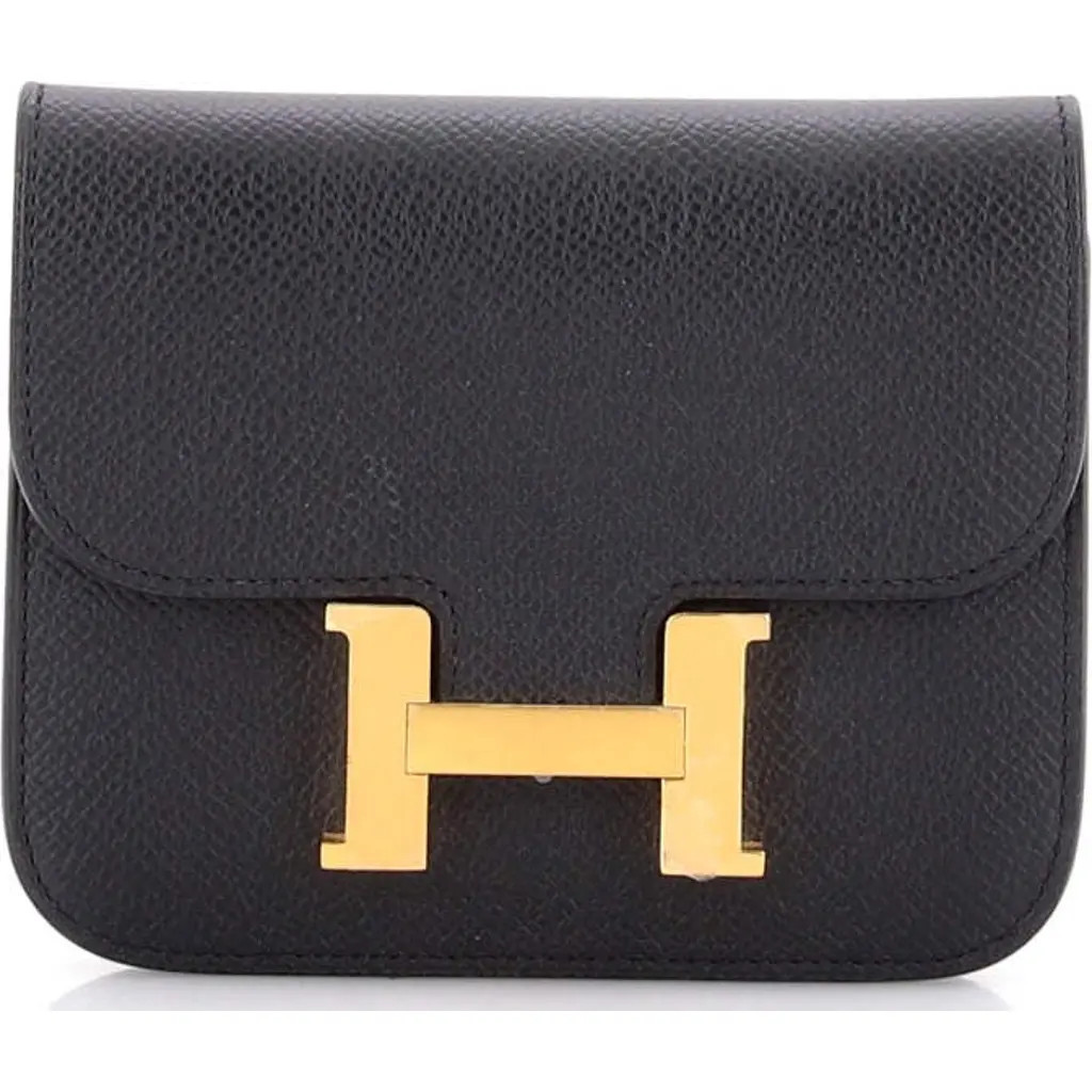 Pre-Owned Hermes Constance Slim Wallet Epsom in Noir at Nordstrom | Nordstrom