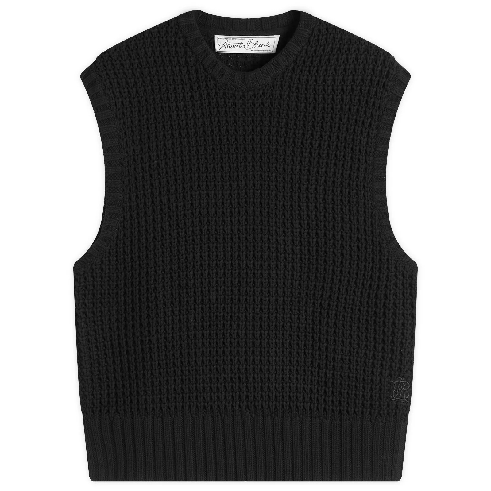 about:blank Men's Moss Stitch Knitted Vest in Black, Size X-Large | END. Clothing