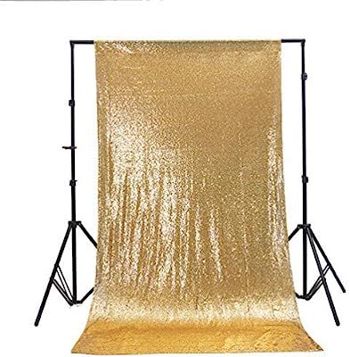 TRLYC 4Ft7Ft Sparkly Photo Booth Backdrop Gold Sequin Fabric Gold Wedding Curtain | Amazon (US)