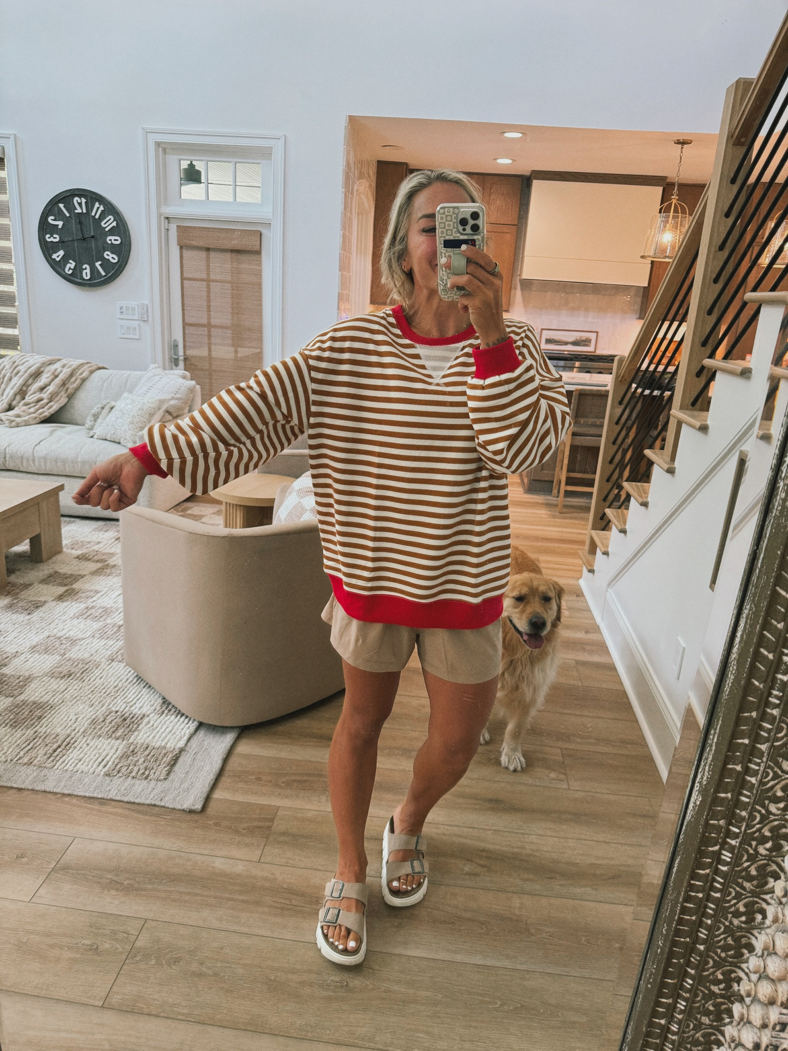 Amazon OOTD🤎✨ grabbed this viral stripe crew in a M! Tons of colors & goes on sale all the time! S in the best shorts from Vuori 👏🏼

Amazon fashion / comfy / casual / natural / crewnecks / Holley Gabrielle 

#LTKFindsUnder50 #LTKSaleAlert #LTKStyleTip