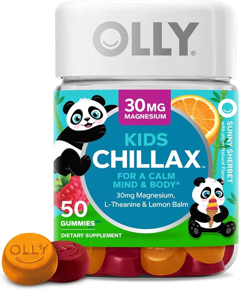 OLLY Kids Chillax, Magnesium Gummies Plus L-Theanine, Lemon Balm, Calm Chews for Kids 4+, Sherbet... | Amazon (US)