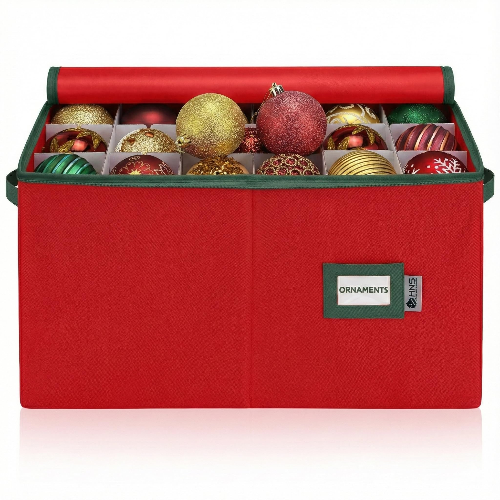 Christmas Ornament Storage Container with Dividers - Box Stores Up to 54 Ornaments, Zippered, Con... | Amazon (US)