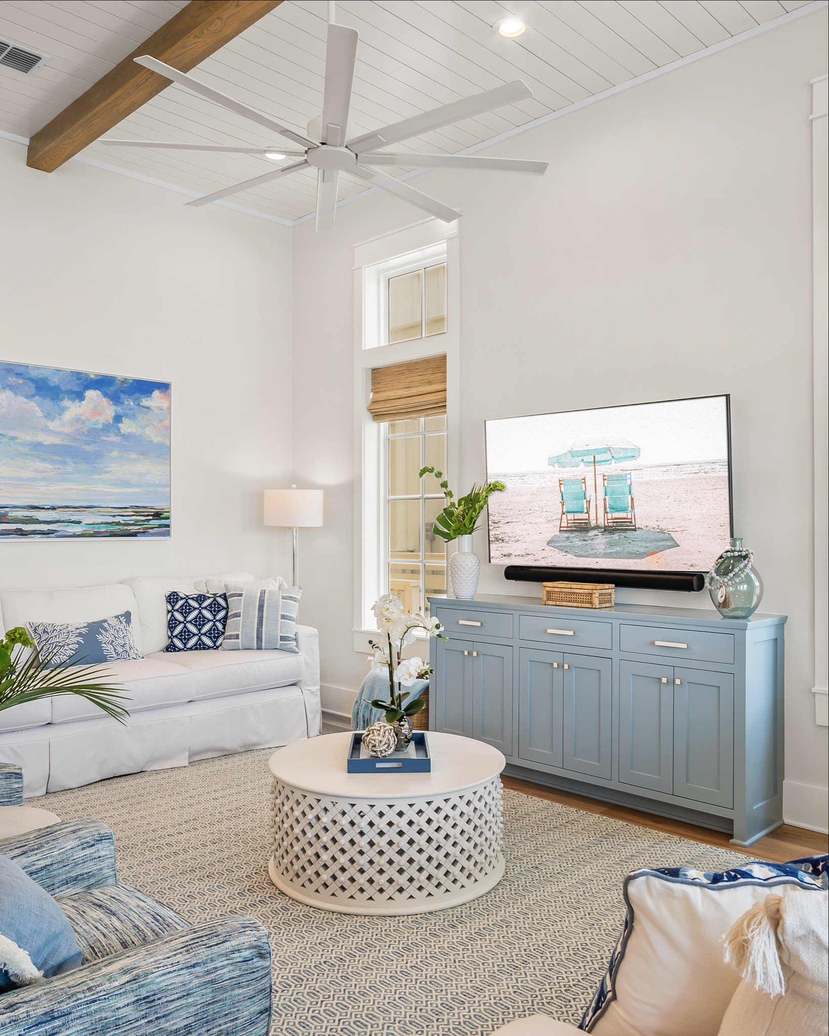 Coastal vibes in every corner! 🌊💙 Loving how this white and blue living room turned out. Plus, the coffee table is on sale—perfect time to snag it for your own space! #CoastalLiving #InteriorDesign #LivingRoomGoals #HomeDecor #WhiteAndBlue #CoastalStyle #HomeInspiration #OnSale #CoffeeTable #OurProjects #BeachHouseVibes



#LTKHome #LTKSaleAlert