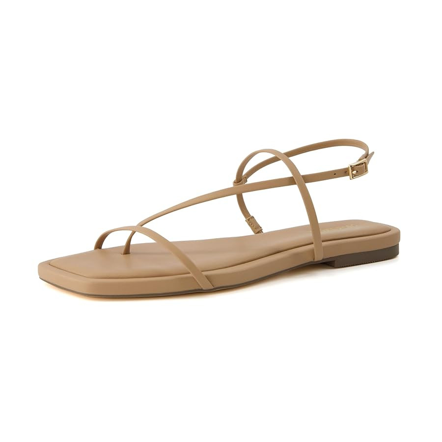 CUSHIONAIRE Women's Glory strappy flat sandal +Memory Foam and Wide Widths Available | Amazon (US)
