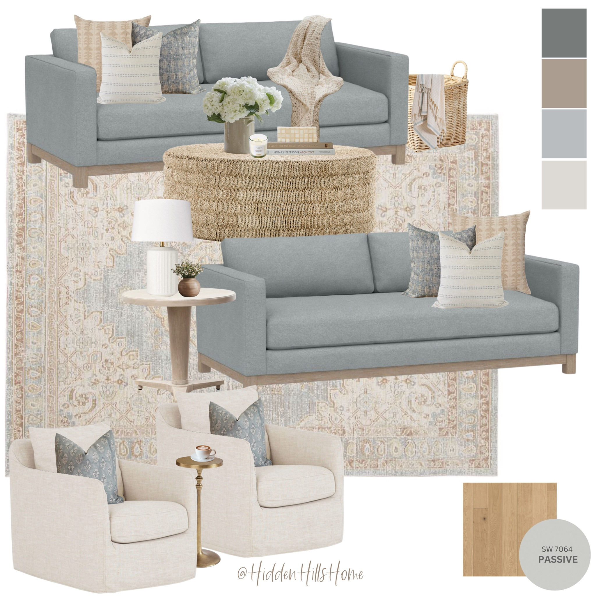 Living room decor, home decor, living room mood board, california coastal inspired living room mood board, coffee table, swivel chairs, family room #livingroom

#LTKfamily #LTKhome #LTKsalealert
