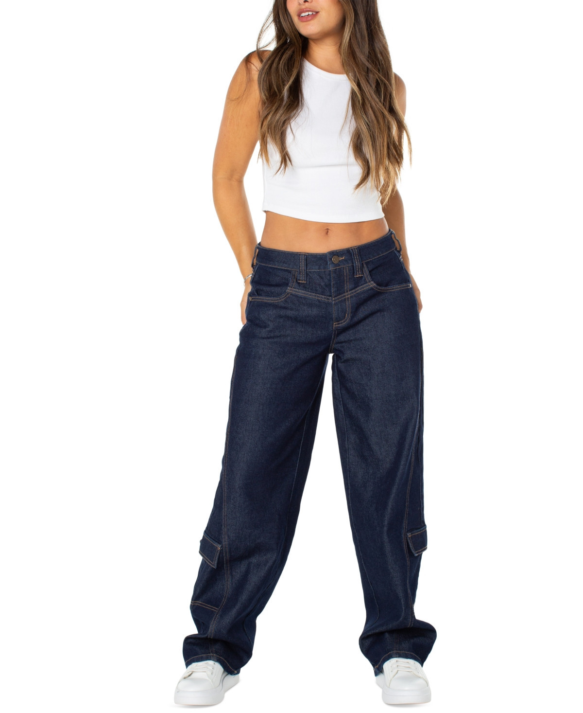 Celebrity Pink Juniors' Mid-Rise Baggy Cargo Jeans - Ovid | Macy's