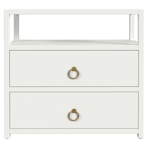 Sully 2-Drawer Wide Nightstand, White | One Kings Lane