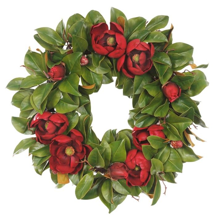 Faux Red Magnolia Wreath | Williams-Sonoma