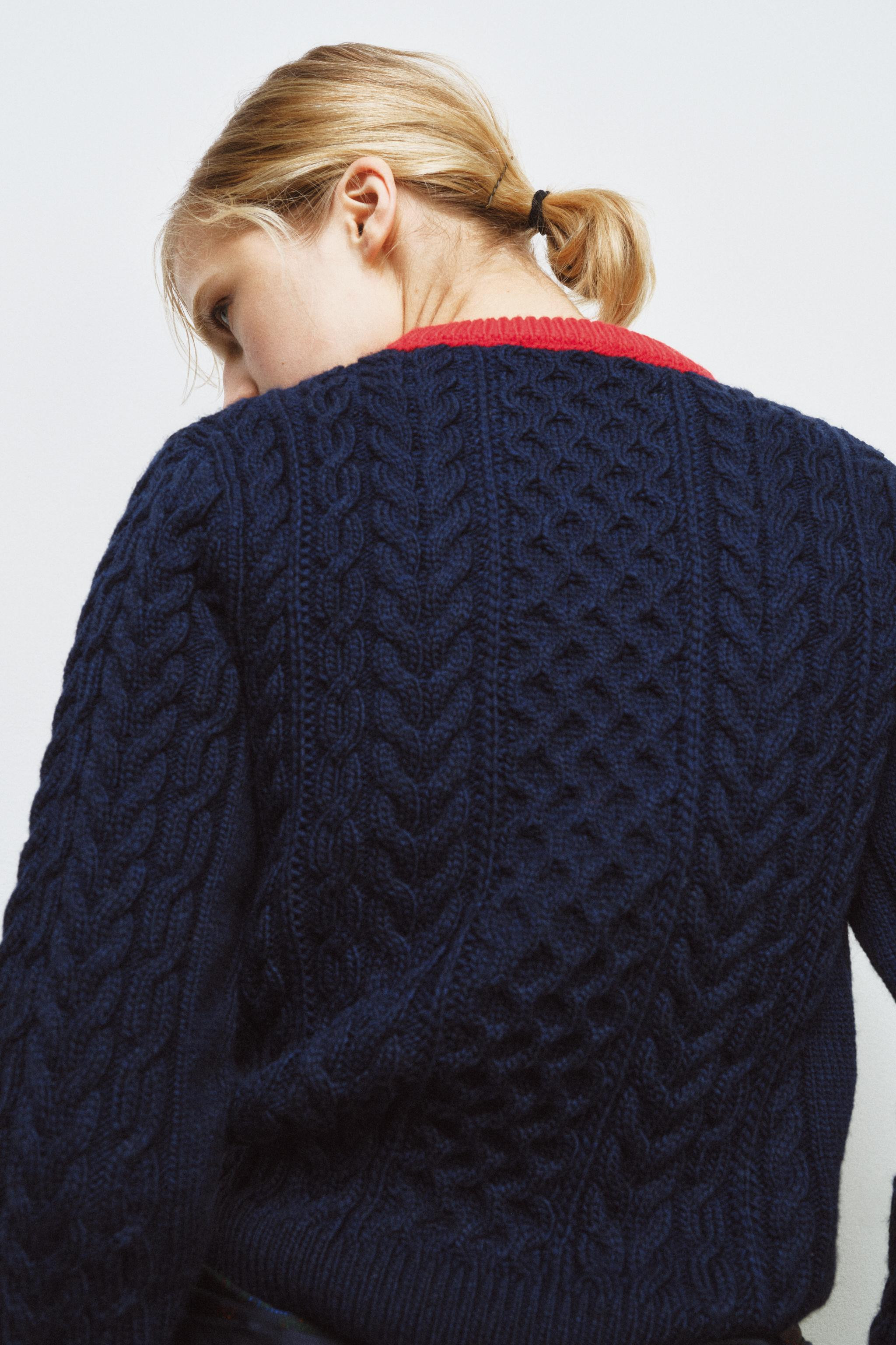 CABLE KNIT COLORBLOCK JUMPER | Zara US