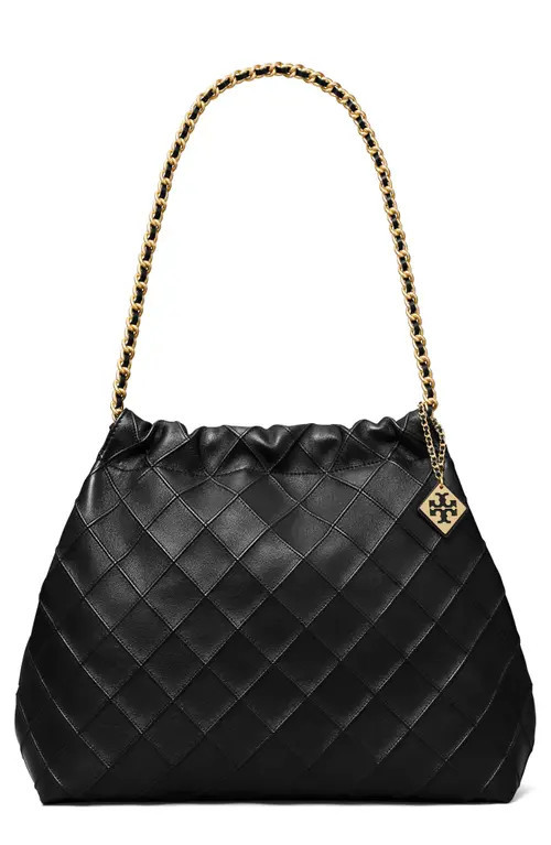 Tory Burch Fleming Soft Quilted Leather Hobo Bag in Black at Nordstrom | Nordstrom