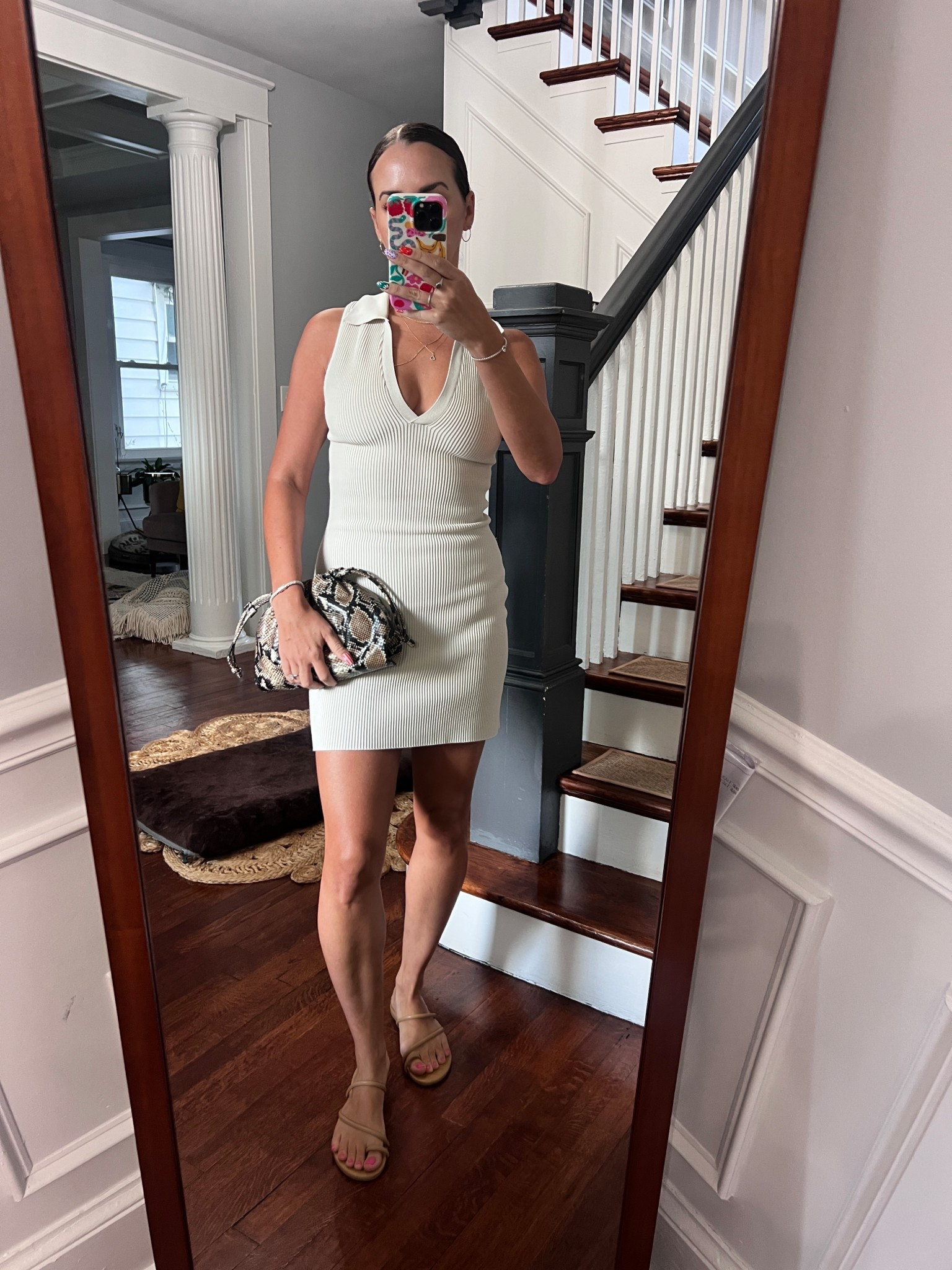 Bodycon dress. Polo dress. Aritzia dress. Snakeskin clutch. Leather clutch. Nude sandals. Reformation. Aritzia. Summer party.

#LTKFindsUnder100 #LTKSaleAlert #LTKParties