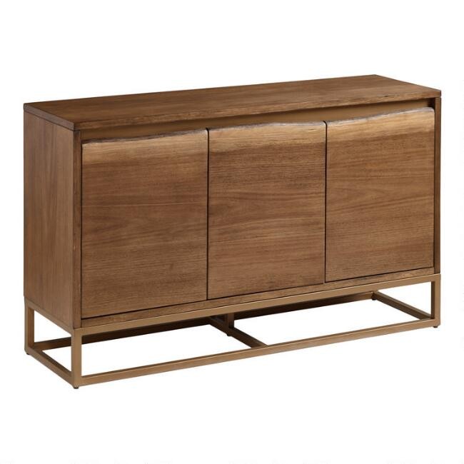 Live Edge Wood And Gold Metal Sloan Sideboard | World Market