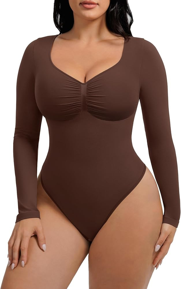 FeelinGirl Women's Long Sleeve Shapewear Bodysuit Tummy Control Body Suits | Amazon (US)