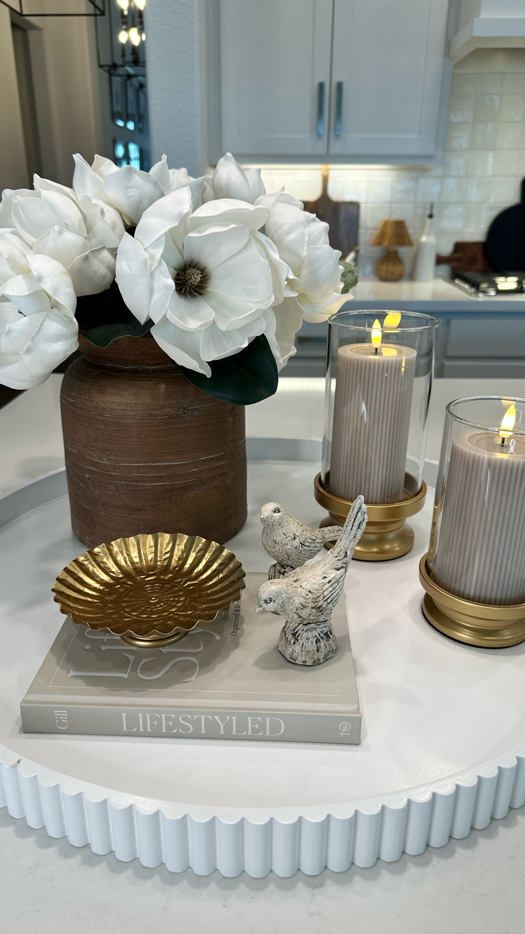 Spring Tray Styling with real touch Magnolias 

#LTKHome