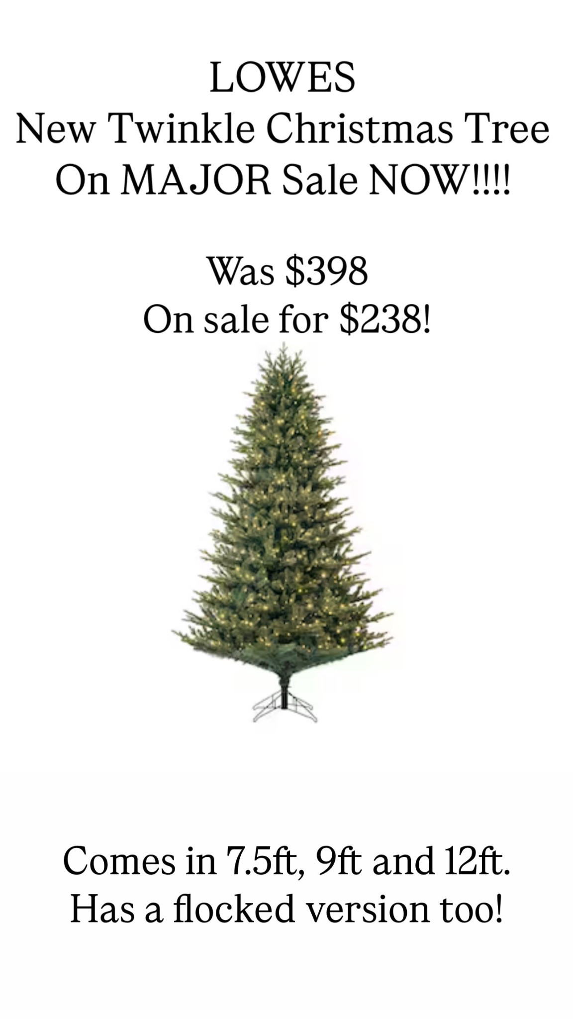 Lowe’s New Twinkle Christmas Tree is on MAJOR Sale! Comes in 7.5ft, 9ft and 12ft. Has a flocked version too! Has been compared to the other viral Christmas Trees and now on sale! 

Lowe’s Christmas tree 

Christmas tree with multiple modes including twinkle lights 

White led lights 

Christmas tree 
Lowe’s twinkle Christmas tree 
Holiday decor
Home decor 
Cozy home 
Sale



#LTKHoliday #LTKSaleAlert #LTKHome