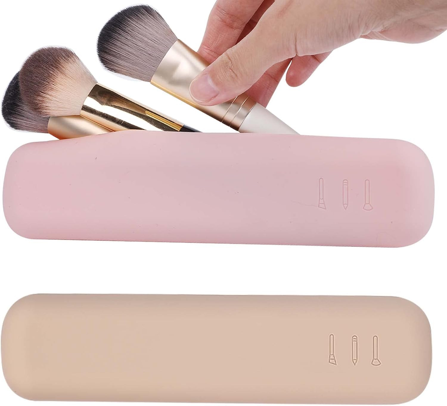 2 Pack Makeup Brush Holder Silicone Makeup Brush Travel Case, Soft and Sleek Makeup Tools Organiz... | Amazon (US)