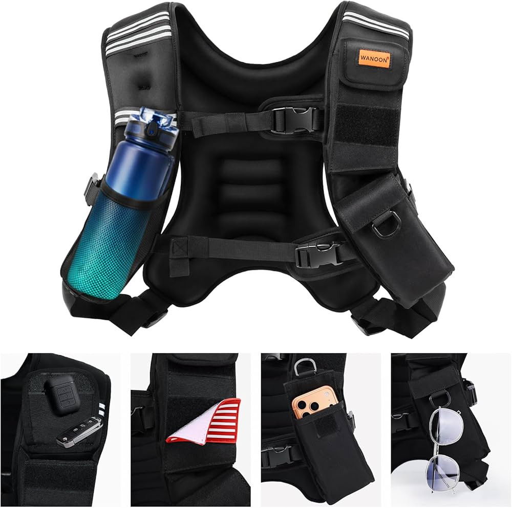 Weighted Vest Woman & Men,8lb/12lb/16lb/20lb/30lb/40lb Plus Size Weighted Vest With Phone Pockets... | Amazon (US)