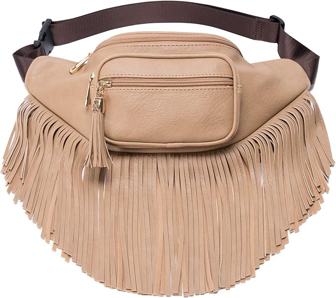 Solene Fringe Waist bag for women with Multi Zipper Pockets | Amazon (US)