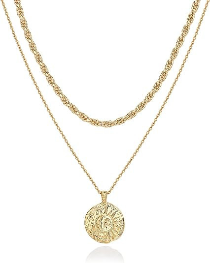 PAVOI 14K Gold Plated Layering Necklaces | Stylish Minimalist Design Pendant Necklaces | Bar, Lot... | Amazon (US)