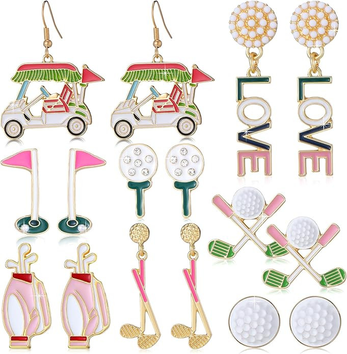 Quelay 8 Pairs Golf Earrings for Women Golf Gifts for Women Golf Jewelry Studs Birthday Gifts for... | Amazon (US)