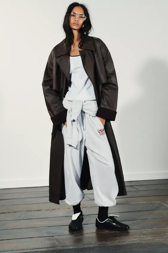 LONG WAXED TRENCH COAT WITH CORDUROY CUFFS | Zara US